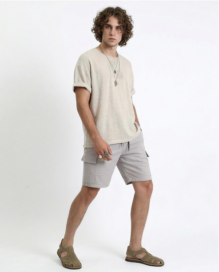 Ravin Men’s Cargo Utility Shorts – Relaxed Fit Drawstring Shorts with Side Pockets in Dove Grey - R209463