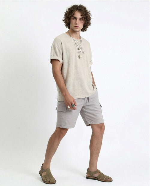 Ravin Men’s Cargo Utility Shorts – Relaxed Fit Drawstring Shorts with Side Pockets in Dove Grey - R209463