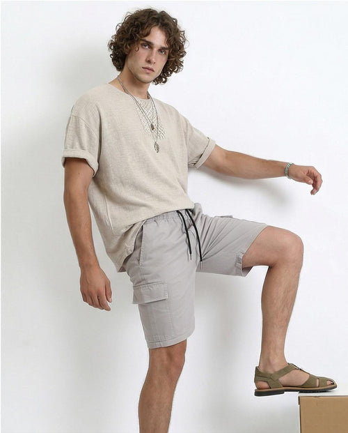 Ravin Men’s Cargo Utility Shorts – Relaxed Fit Drawstring Shorts with Side Pockets in Dove Grey - R209463