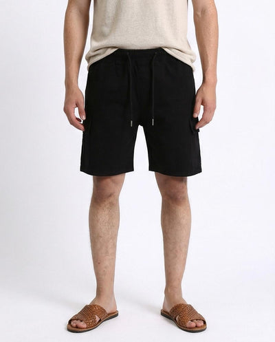 Men's Relaxed Fit Cargo Shorts - Urban Utility Drawstring Shorts In Black