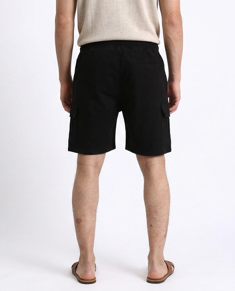 Ravin Men’s Relaxed Fit Cargo Shorts – Urban Utility Drawstring Shorts in Black - R209464