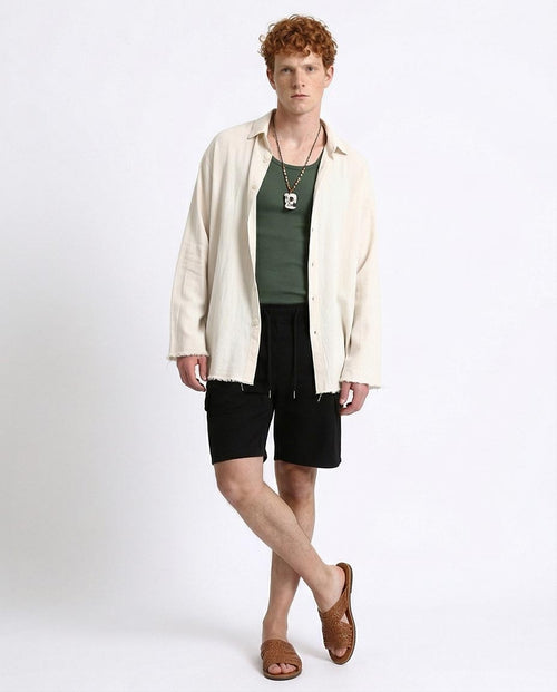 Ravin Men’s Relaxed Fit Cargo Shorts – Urban Utility Drawstring Shorts in Black - R209464