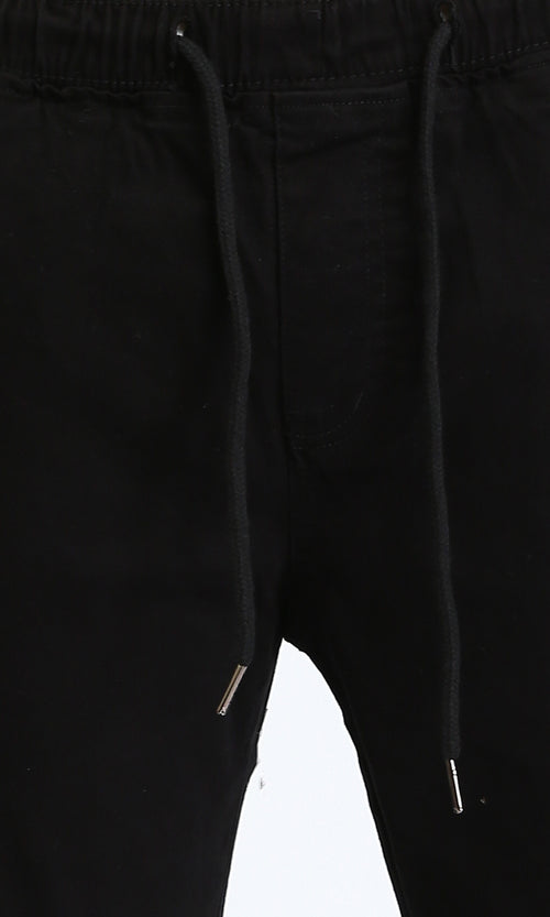 R209467 - Slip On Regular Solid Cargo Pants - Black