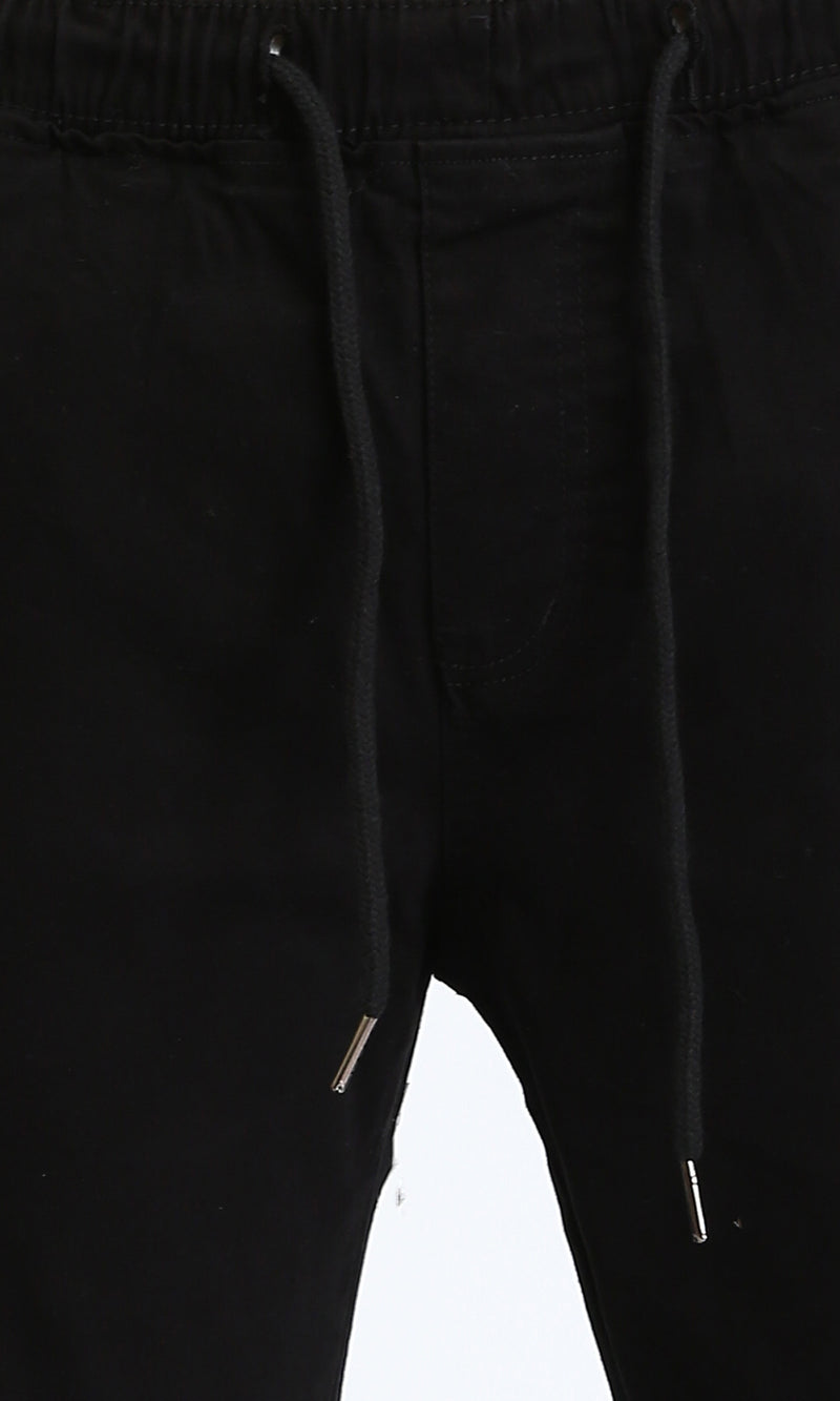 R209467 - Slip On Regular Solid Cargo Pants - Black