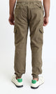 R209468 - Slip On Regular Solid Cargo Pants - Dark Khaki
