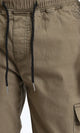 R209468 - Slip On Regular Solid Cargo Pants - Dark Khaki