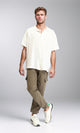 R209468 - Slip On Regular Solid Cargo Pants - Dark Khaki