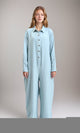 R209473 - Loose Fit Long Sleeves Buttoned Jumpsuit - Mint