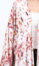 R209481 - Patterned Open Neckline Summer Cardigan - Red & Orange