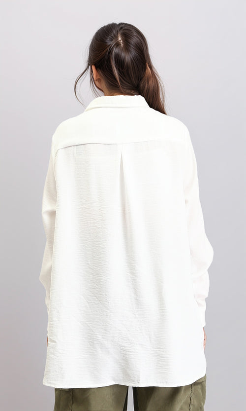 R209485 - Long Sleeves Shirt with Front Pocket - Off-White