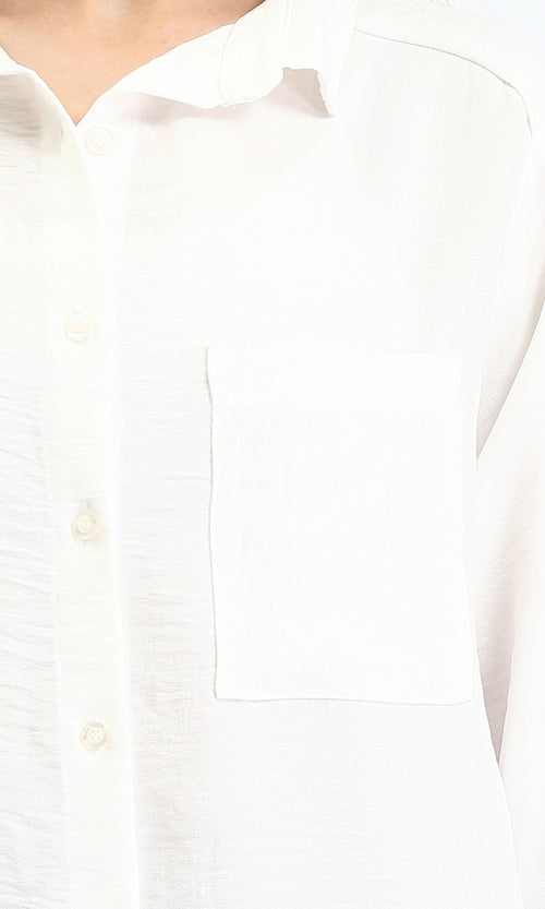 R209485 - Long Sleeves Shirt with Front Pocket - Off-White
