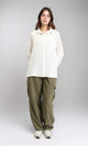 R209485 - Long Sleeves Shirt with Front Pocket - Off-White