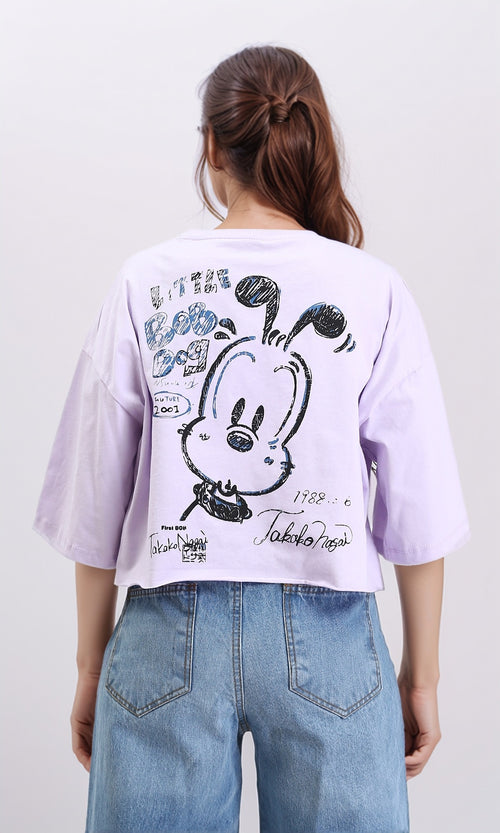 R209490 - Casual Printed Slip On Tee - Light Purple