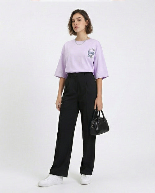 R209490 - Casual Printed Slip On Tee - Light Purple