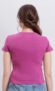 R209491 - Slip On Printed Short Sleeves Tee - Dark Fuchsia