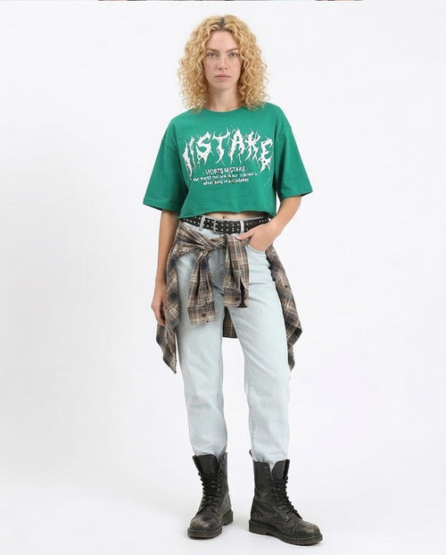 Ravin | Women’s "Worts Mistake" Boxy Crop Graphic Tee - Green - R209492