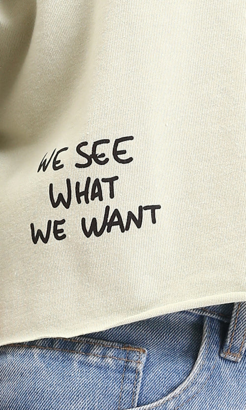 R209493 - Slip On Printed "Rock & Roll" Tee - Pastel Olive