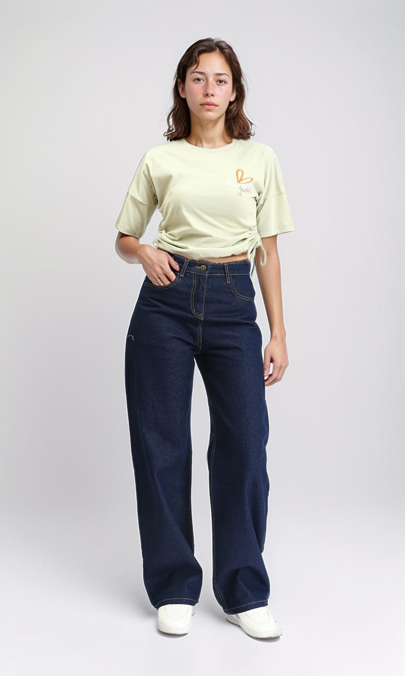 R209495 - Printed Cotton Tee with Drawstring - Pastel Green