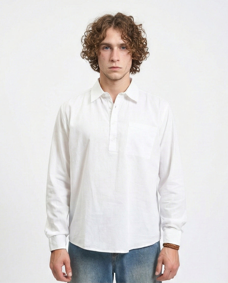 Men's Long Sleeve Shirt - White
