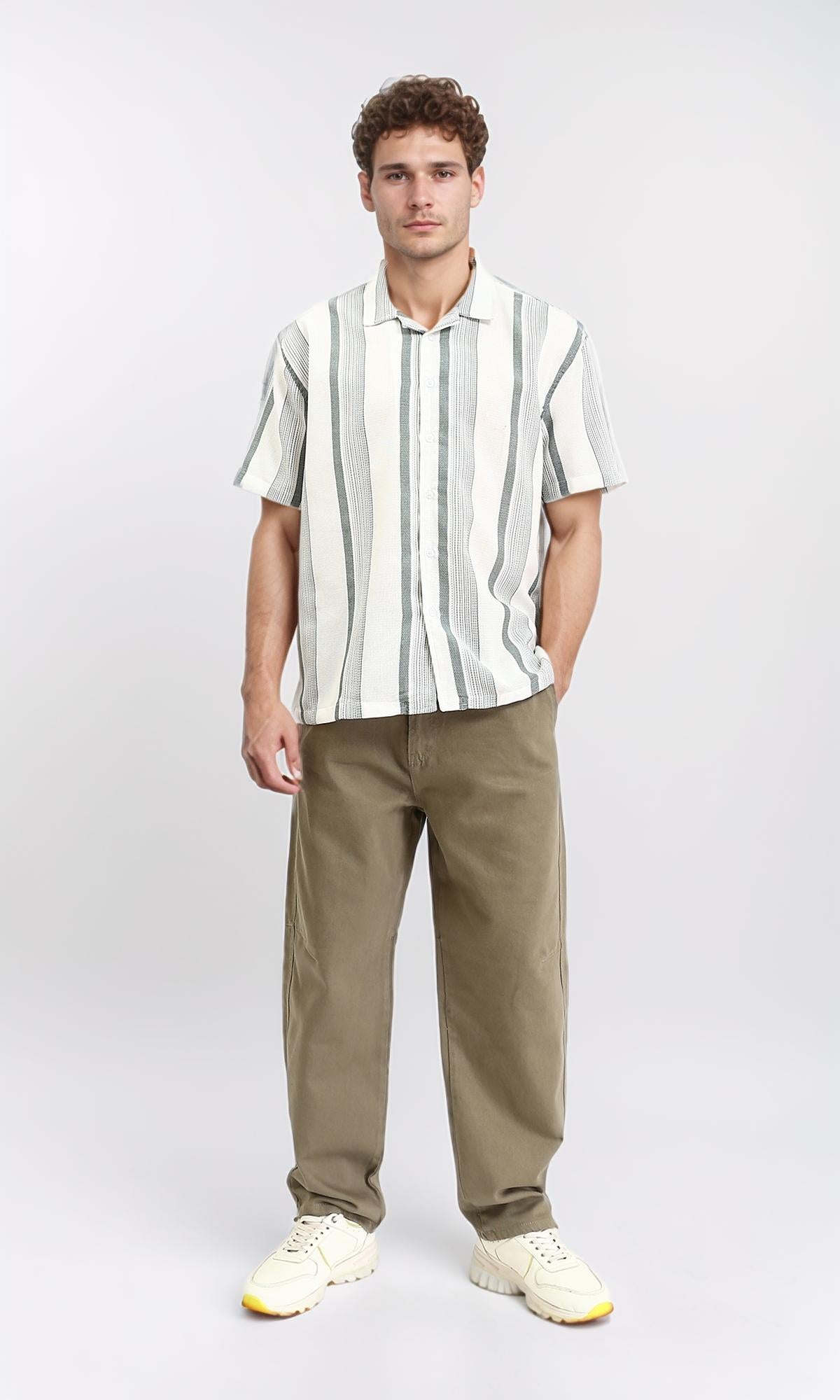 R209806 - Solid Wide Leg Casual Pants - Khaki