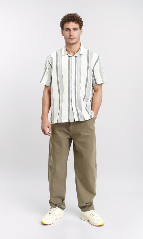 R209806 - Solid Wide Leg Casual Pants - Khaki