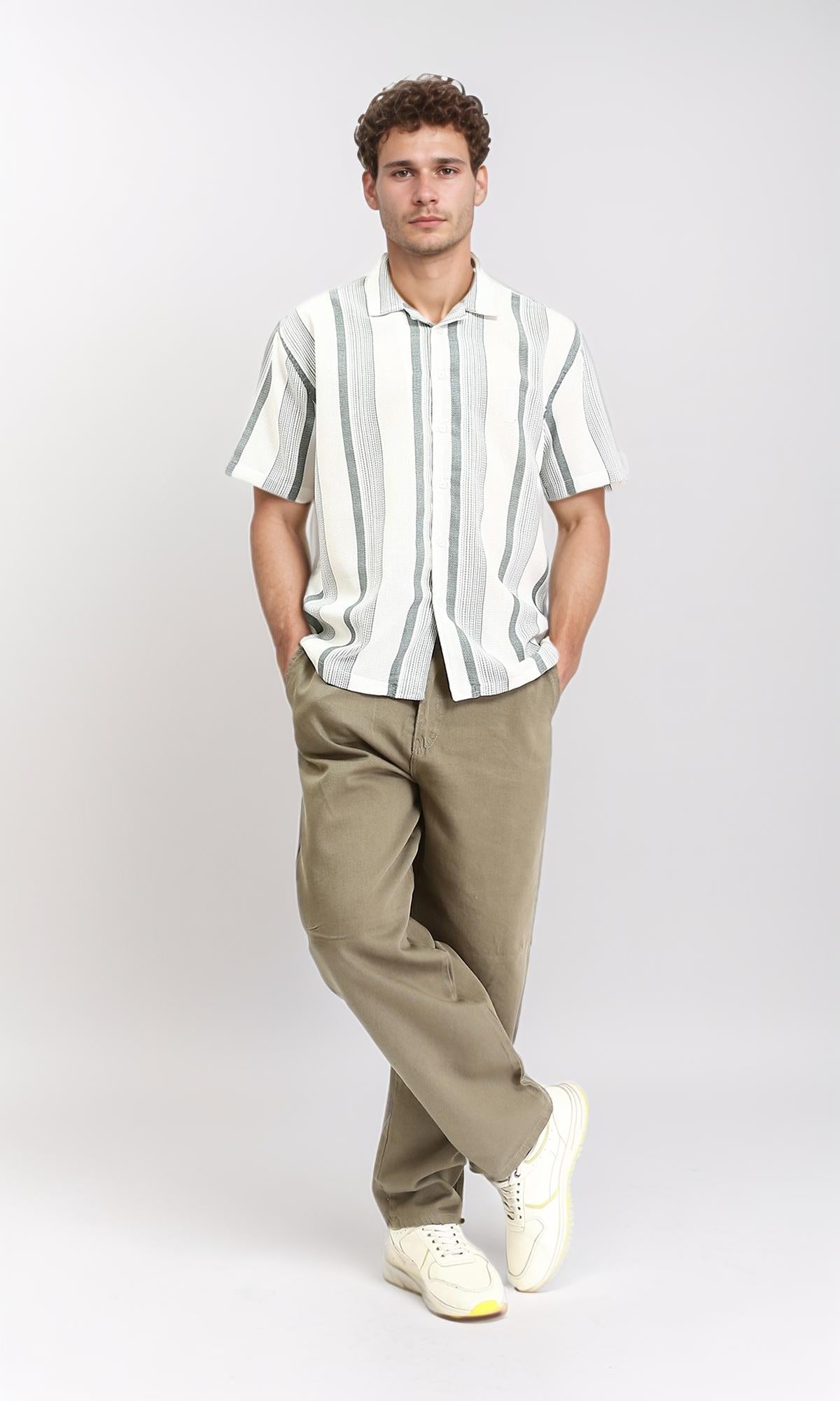 R209806 - Solid Wide Leg Casual Pants - Khaki