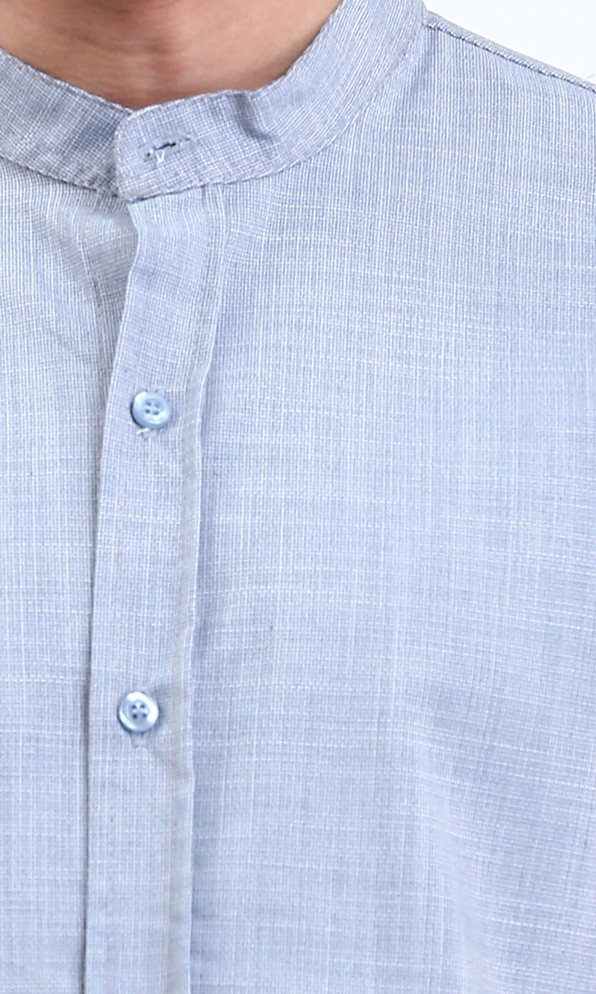 R209813 - Buttoned Elbow Sleeves Casual Shirt - Heather Baby Blue