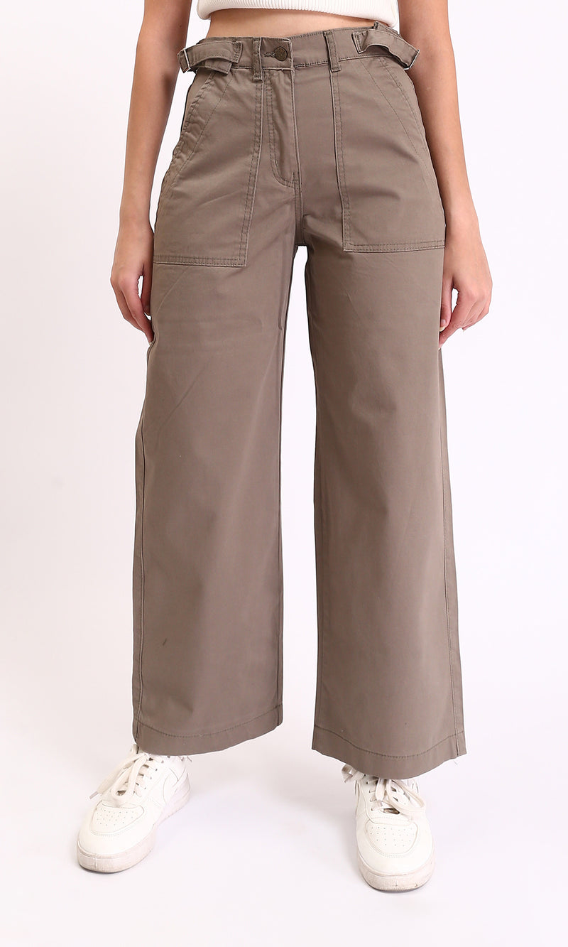 R209819 - Wide Leg Jeans with Multi-Pockets - Coffee