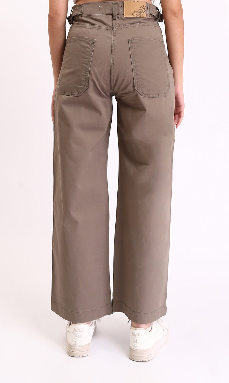 R209819 - Wide Leg Jeans with Multi-Pockets - Coffee