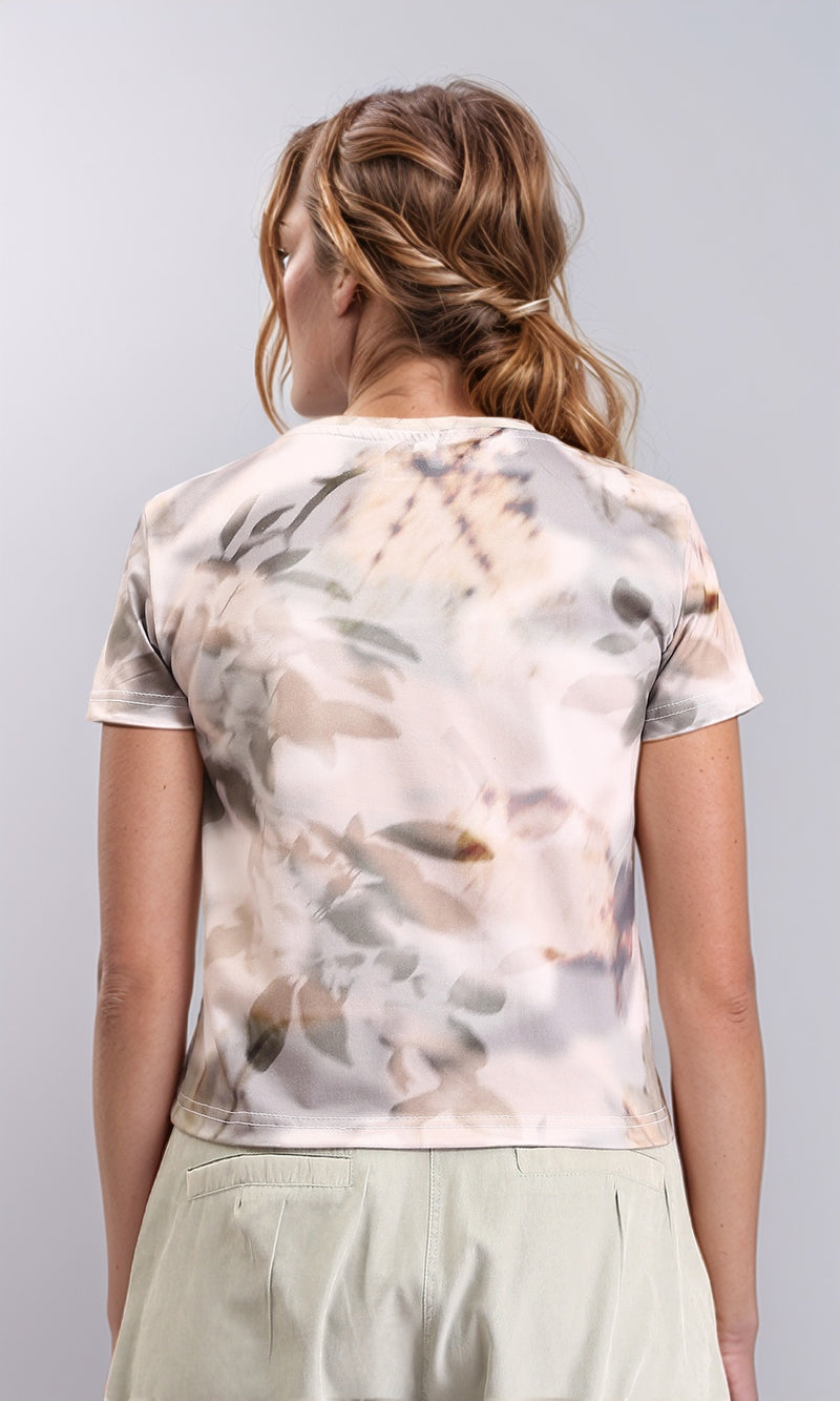 R209829 - Patterned Short Sleeves Regular Tee - Multicolor