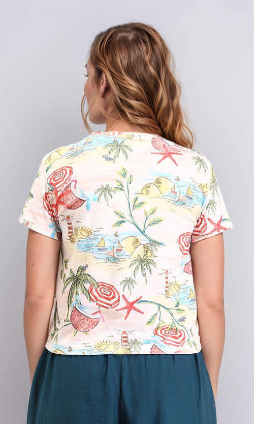 R209831 - Slip On Summer Patterned Tee - Multicolor