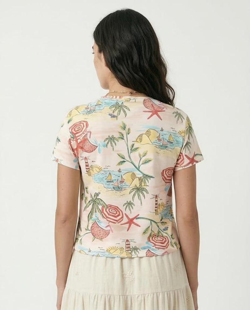 Ravin Tropical Vacation Print Crewneck T-Shirt - R209831