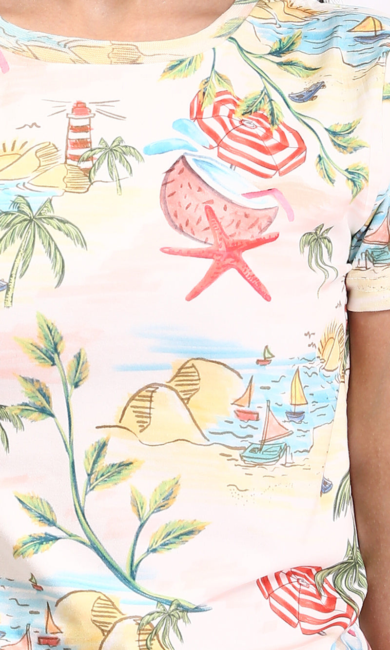 R209831 - Slip On Summer Patterned Tee - Multicolor