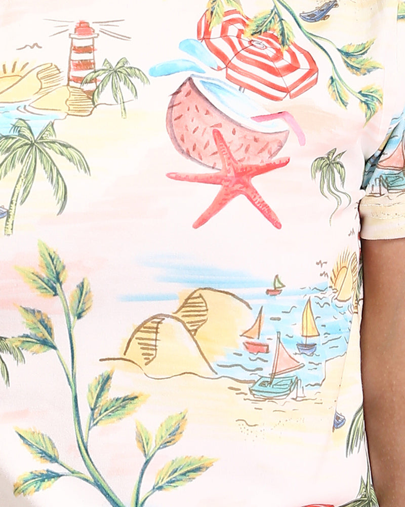 Ravin Tropical Vacation Print Crewneck T-Shirt - R209831