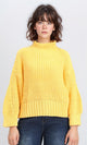 R209878 - High-Neck Chunky Knit Pullover - Yellow