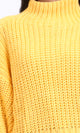 R209878 - High-Neck Chunky Knit Pullover - Yellow