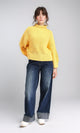 R209878 - High-Neck Chunky Knit Pullover - Yellow