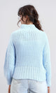 R209879 - High-Neck Chunky Knit Pullover - Sky Blue