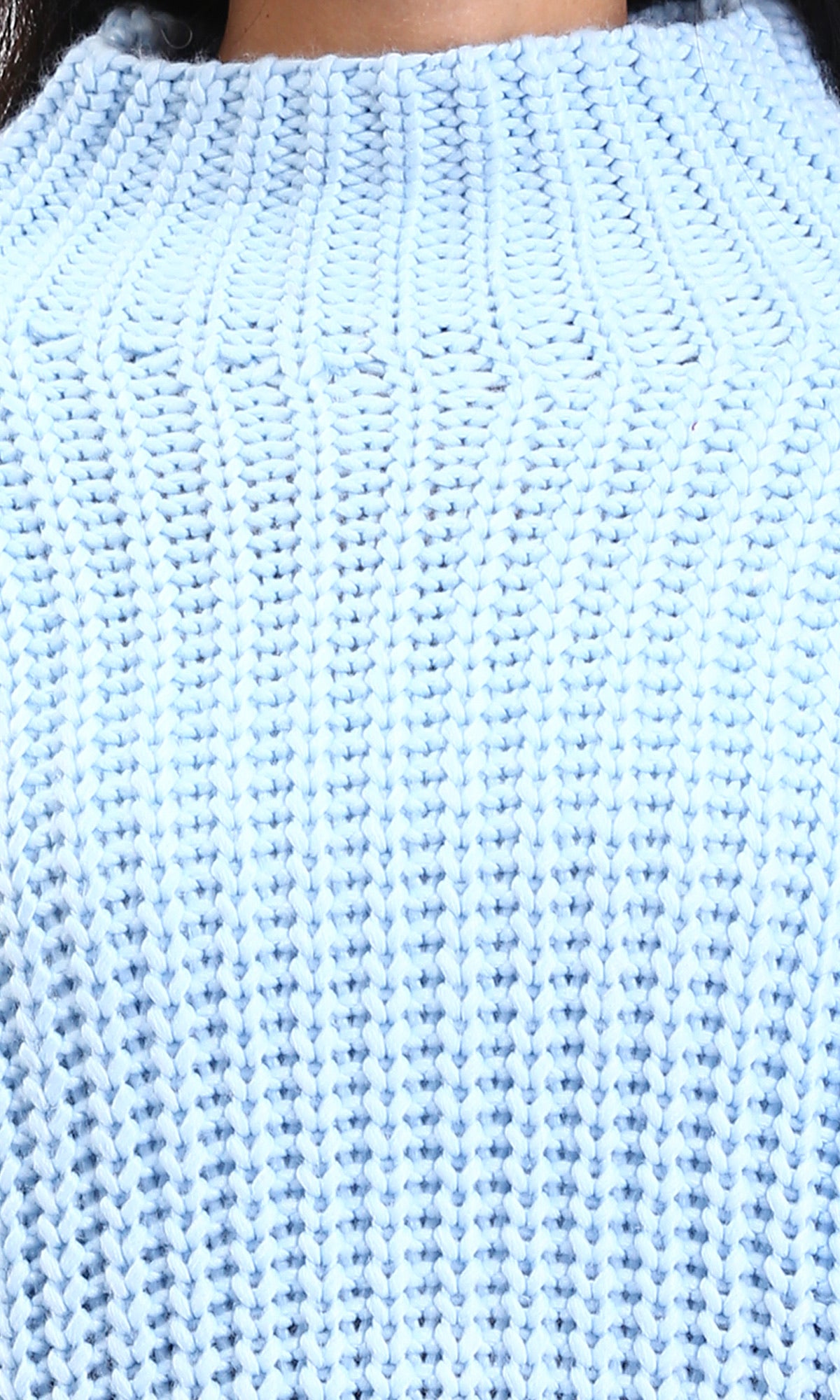 R209879 - High-Neck Chunky Knit Pullover - Sky Blue