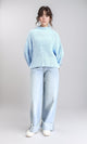 R209879 - High-Neck Chunky Knit Pullover - Sky Blue