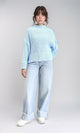 R209879 - High-Neck Chunky Knit Pullover - Sky Blue