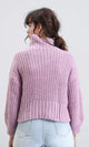 R209880 - Long Sleeves Knitted Pullover with Ribbed Hem - Light Purple