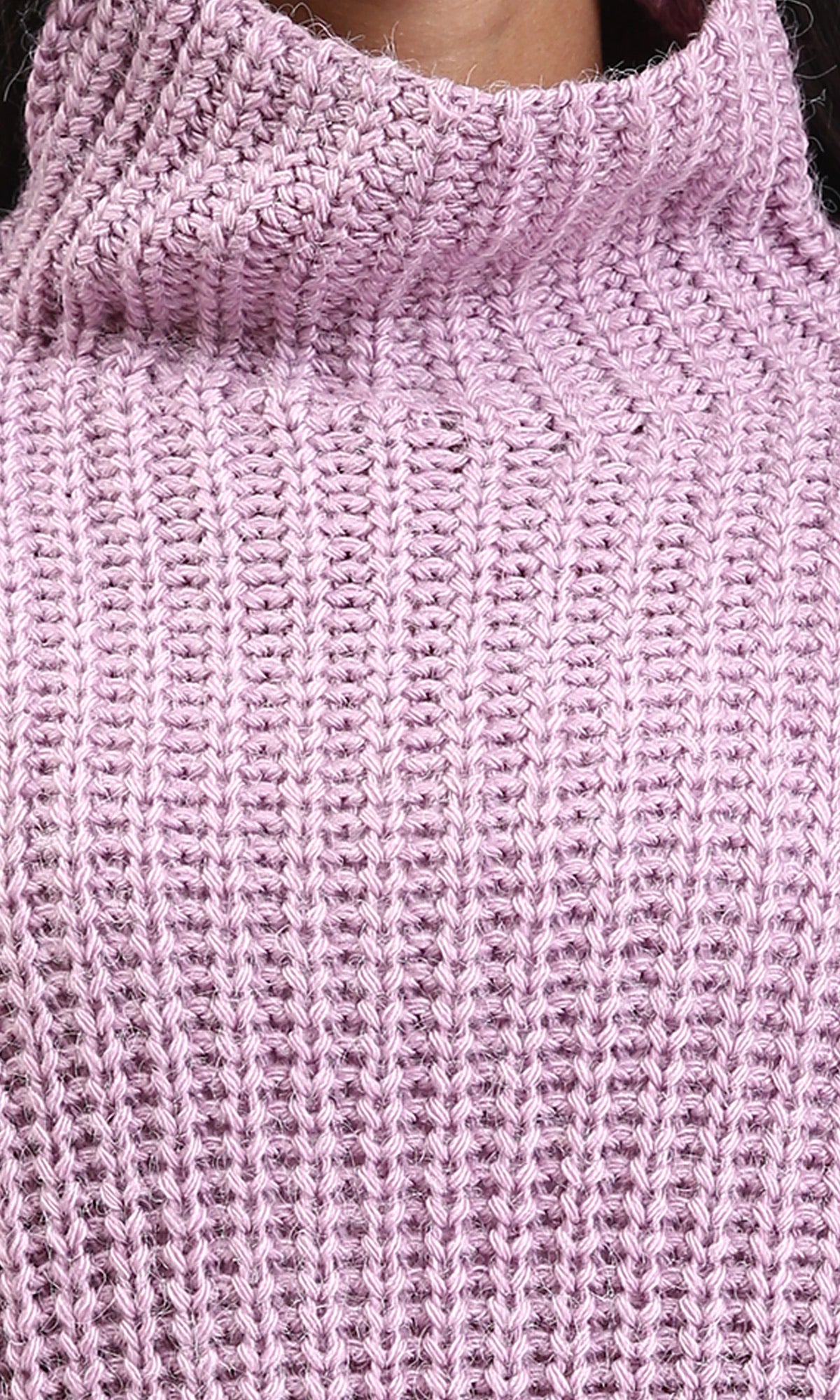 R209880 - Long Sleeves Knitted Pullover with Ribbed Hem - Light Purple