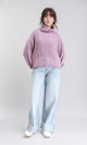 R209880 - Long Sleeves Knitted Pullover with Ribbed Hem - Light Purple