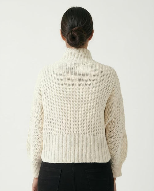 Ravin Chunky Ribbed Mock-Neck Sweater – Ivory - R209882