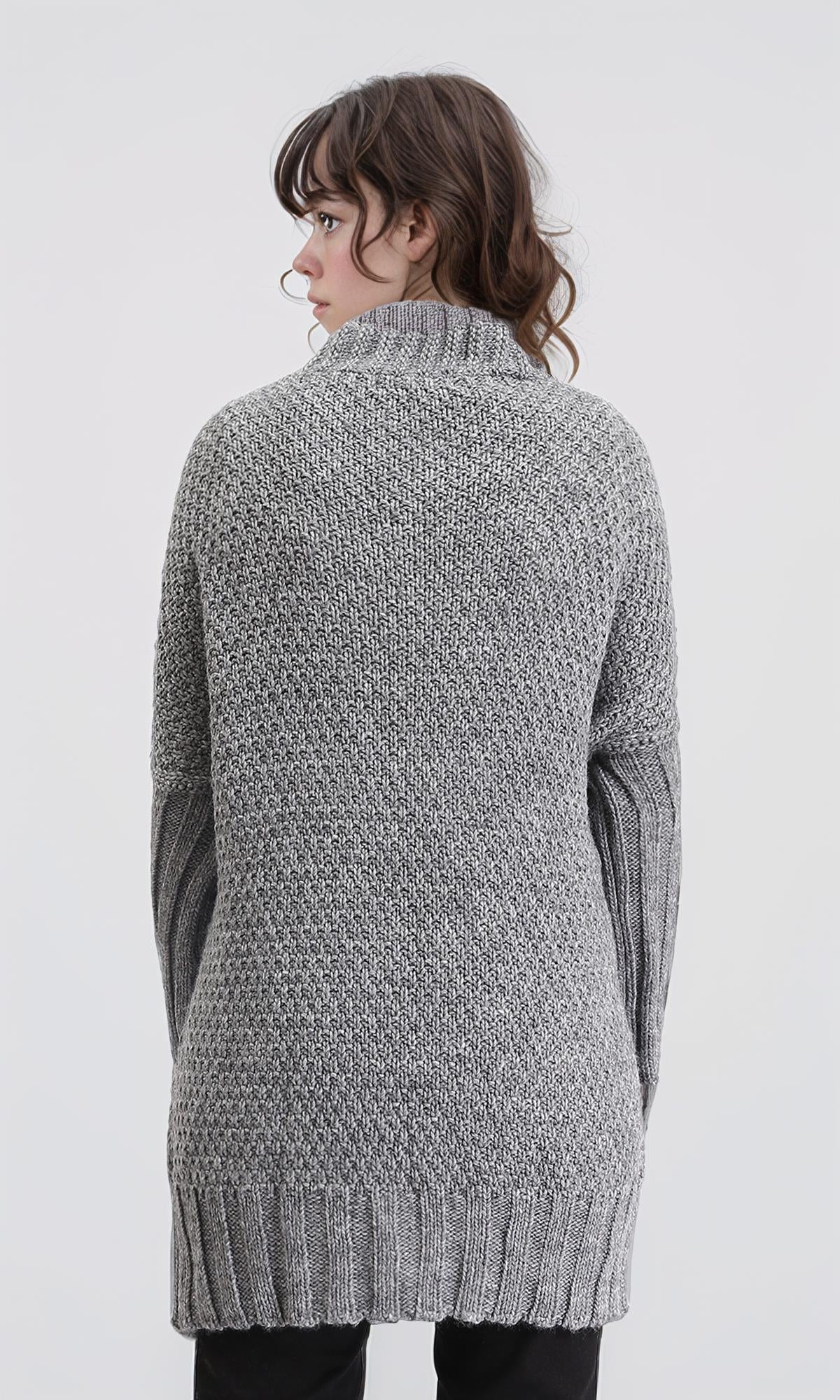 R209886 - Open Neckline Regular Fit Cardigan - Medium Grey