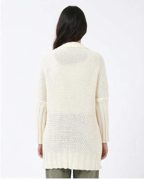 Ravin Women's Mixed-Stitch Open-Front Long Cardigan - Off-White - R209887