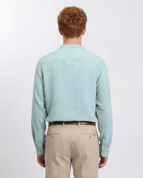 Ravin Men’s Mandarin Collar Long Sleeve Shirt - Seafoam Aqua - R209919