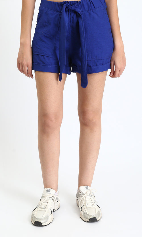 R209922 - Slip On Summer Shorts with Lace up - Royal Blue