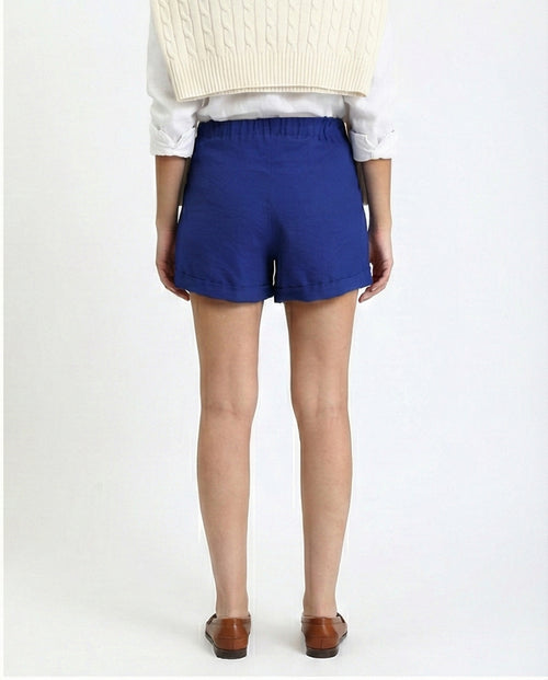 R209922 - Slip On Summer Shorts with Lace up - Royal Blue